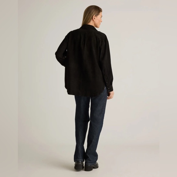 NWT Quince 100% Goat Suede Leather Over-shirt Black Woman’s Size Medium - Picture 6 of 11